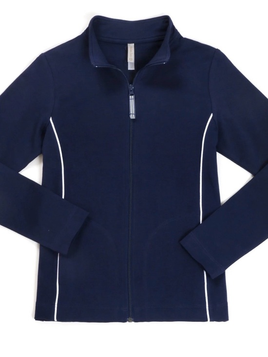 Helen Jon Jackets & Blazers - HELEN JON woman long sleeve zipper front navy blue size medium sport jacket